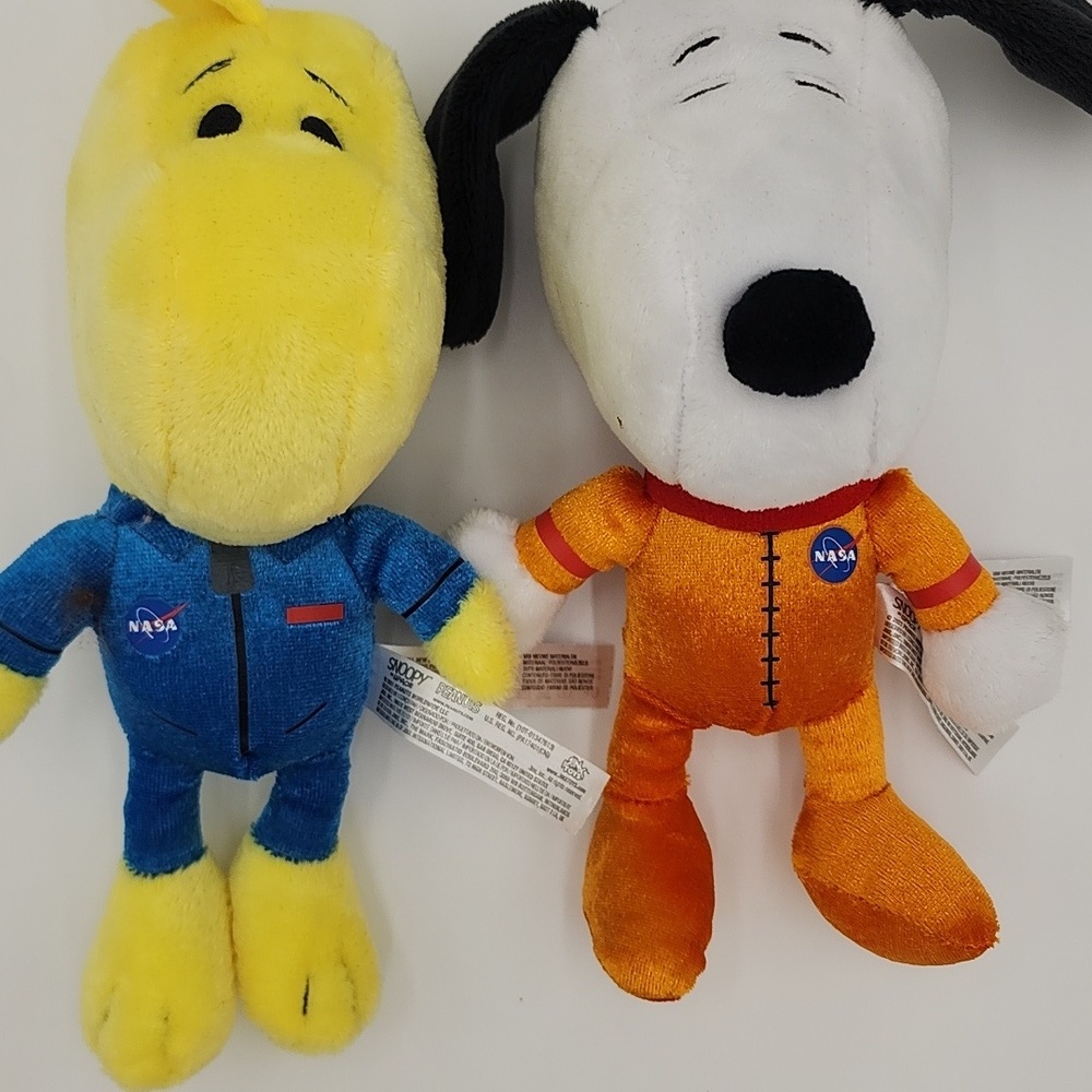 Snoopy and Woodstock Plush Toy Set - Blue, Yellow,‎ Orange NASA To The Moon!